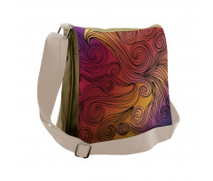 Doodle Waves with Stripes Messenger Bag