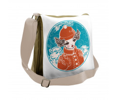 Little Girl in Winter Sheep Messenger Bag