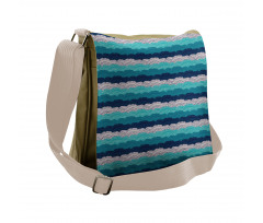 Ornamental Waves in Blue Tones Messenger Bag