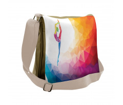 Polygonal Girl Motif Messenger Bag