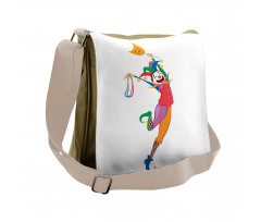 Jester with a Mask Messenger Bag