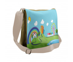 Cartoon Village Messenger Bag