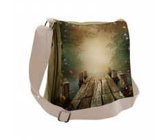 Lake and Blooming Flora Messenger Bag