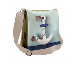 Anchor and Rope Motif Messenger Bag