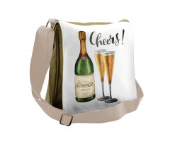 Watercolor Cheers Sketch Messenger Bag