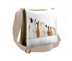 Dogs in a Row Looking Away Messenger Bag