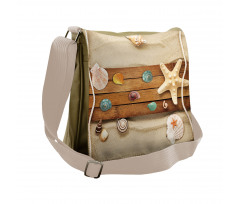 Rustic Board Seashells Messenger Bag