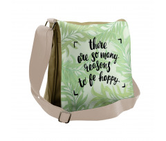 Green Leafy Branches Words Messenger Bag