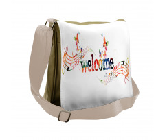 Music Notes and Butterflies Messenger Bag