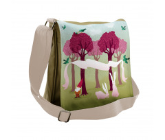 Forest with Pink Trees Messenger Bag