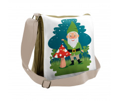 Elf with Mushroom in Forest Messenger Bag