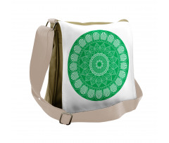 Oriental Flower Motif Messenger Bag