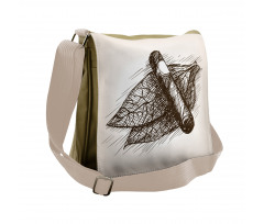 Tobacco Leaves Sketch Art Messenger Bag