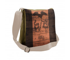 Iowa Flag on Wood Planks Messenger Bag