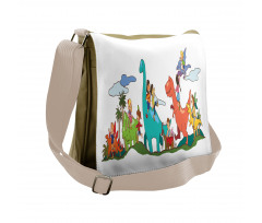 Kids Playing Dinosaurs Messenger Bag