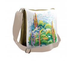 Floral Nature Meadow Trees Messenger Bag