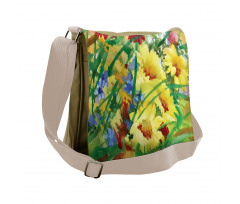 Watercolor Flower Field Messenger Bag