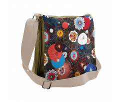 Psychedelic Floral Pattern Messenger Bag