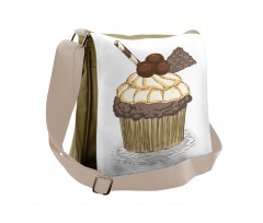 Hand Drawn Chocolate Cake Messenger Bag