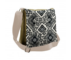 Ink Brush Style Argyle Messenger Bag