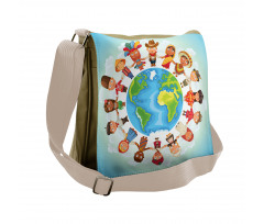 Planet Earth with Children Messenger Bag