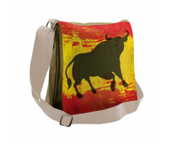 Bull Silhouette on Flag Messenger Bag