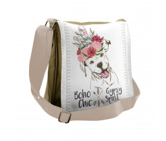 Dog in a Feather Headpiece Messenger Bag