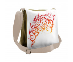 Orange Tones Abstract Curls Messenger Bag