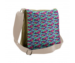 Forest Leaves on Aqua Shade Messenger Bag