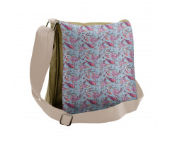 Perching Birds and Flowers Messenger Bag