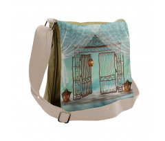 Old Gate and Curtain Messenger Bag