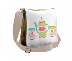 Classic Porcelain Floral Teapot Messenger Bag