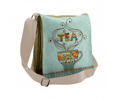 Cup Floral Ornamental Lines Messenger Bag