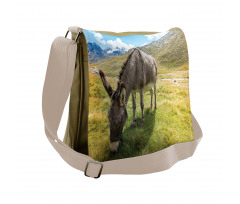 Donkey Eating Grass Mountain Messenger Bag