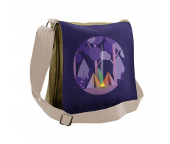 Forest Scenery with Tents Messenger Bag