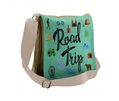 Road Trip Calligraphy with Map Messenger Bag