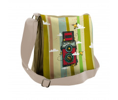 2 Lenses and Birds Clouds Messenger Bag