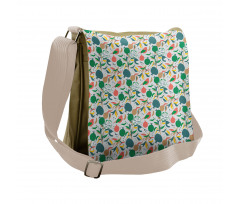 Blossoming Stalks and Birds Messenger Bag