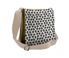 Monochrome Foliage Pattern Messenger Bag