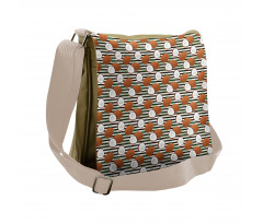 Tropical Fruit on Stripes Messenger Bag