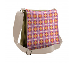 Psychedelic Colorful Grid Messenger Bag