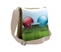 Football Hardhats on Field Messenger Bag