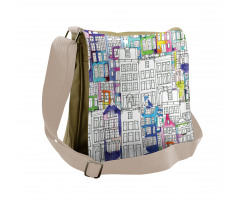 Watercolor Sketch Houses Messenger Bag