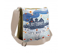 Canal Houses Travel Words Messenger Bag