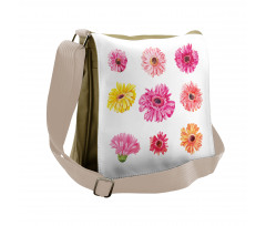 Pink Yellow Flowers Messenger Bag