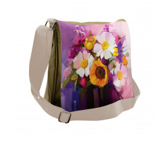 Hand Painted Bouquet Messenger Bag