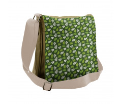 Palm Jungle Leafage on Green Messenger Bag