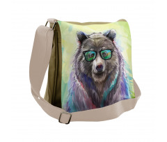 Colored Wild Bear Art Messenger Bag