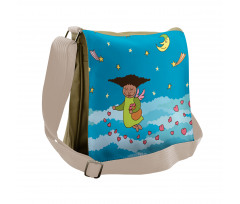 Cartoonish Sky at Night Messenger Bag