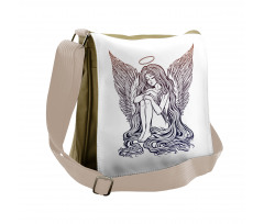 Long Hair Girl and Halo Messenger Bag